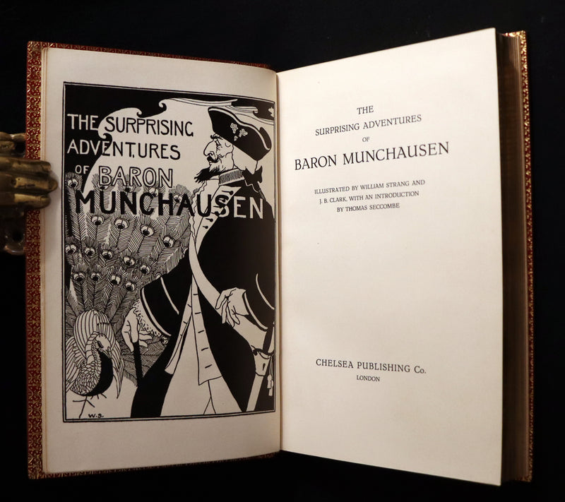 1915 Rare Book bound by Riviere - The Surprising Adventures of Baron MUNCHAUSEN Illustrated by Strang & Clark.