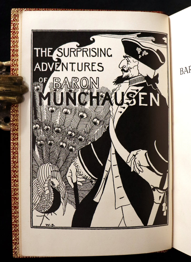 1915 Rare Book bound by Riviere - The Surprising Adventures of Baron MUNCHAUSEN Illustrated by Strang & Clark.