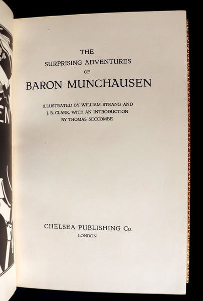 1915 Rare Book bound by Riviere - The Surprising Adventures of Baron MUNCHAUSEN Illustrated by Strang & Clark.