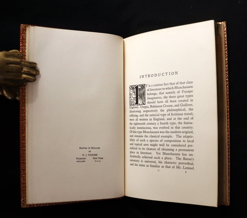 1915 Rare Book bound by Riviere - The Surprising Adventures of Baron MUNCHAUSEN Illustrated by Strang & Clark.