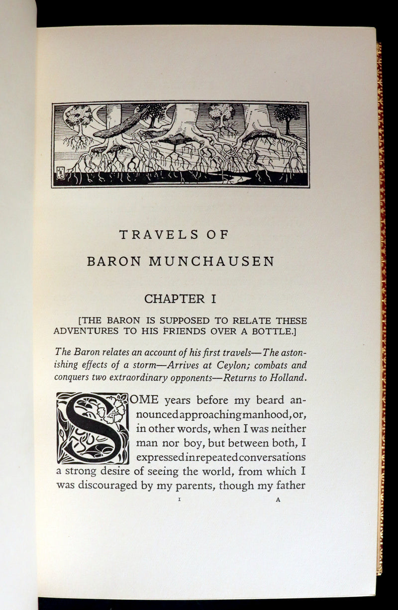 1915 Rare Book bound by Riviere - The Surprising Adventures of Baron MUNCHAUSEN Illustrated by Strang & Clark.