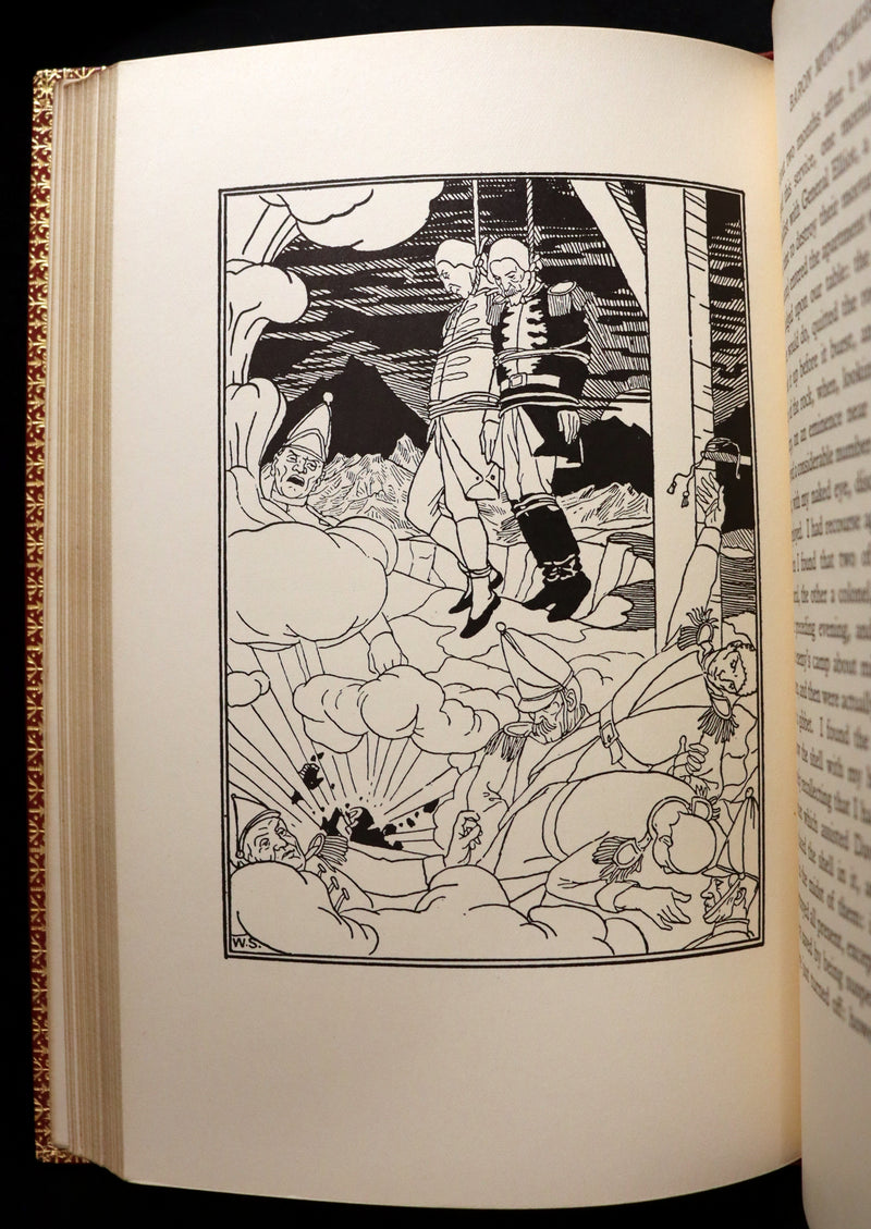 1915 Rare Book bound by Riviere - The Surprising Adventures of Baron MUNCHAUSEN Illustrated by Strang & Clark.