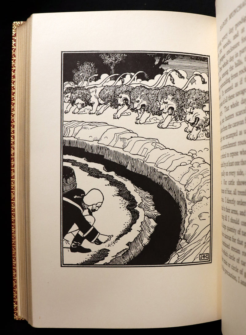 1915 Rare Book bound by Riviere - The Surprising Adventures of Baron MUNCHAUSEN Illustrated by Strang & Clark.