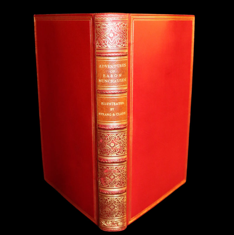 1915 Rare Book bound by Riviere - The Surprising Adventures of Baron MUNCHAUSEN Illustrated by Strang & Clark.
