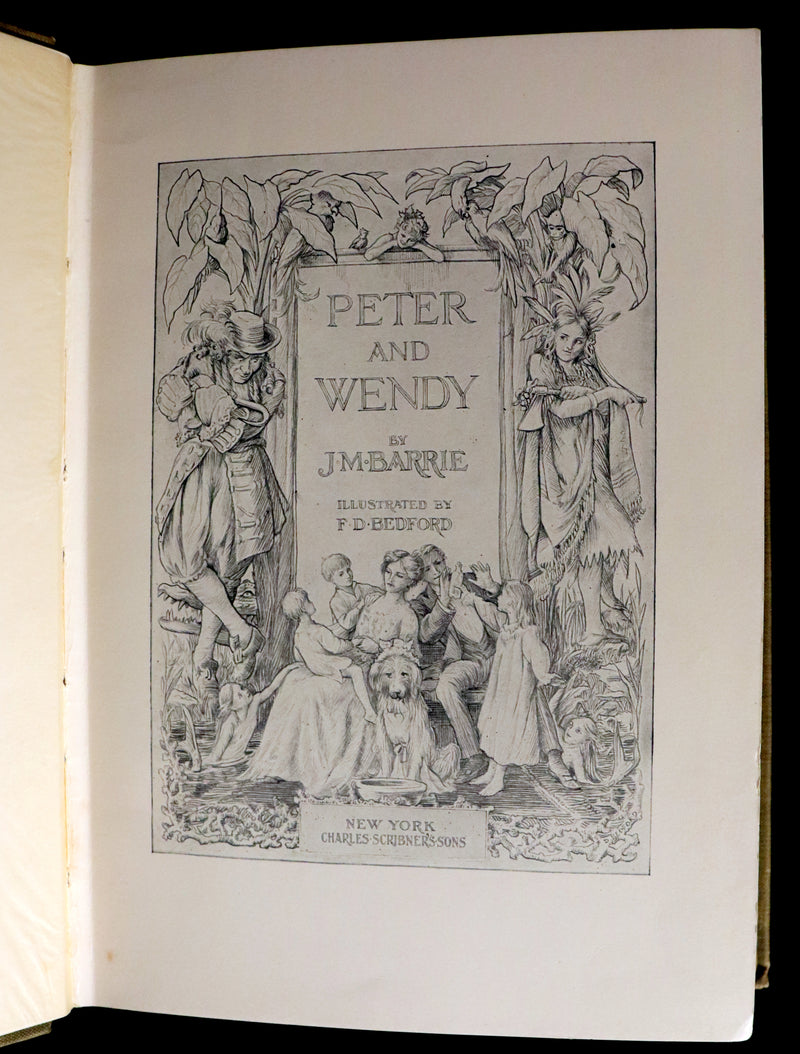 1911 Rare PETER PAN First Edition - PETER and WENDY by J.M. Barrie illustrated by F.D. Bedford.