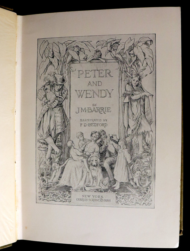 1911 Rare PETER PAN First Edition - PETER and WENDY by J.M. Barrie illustrated by F.D. Bedford.