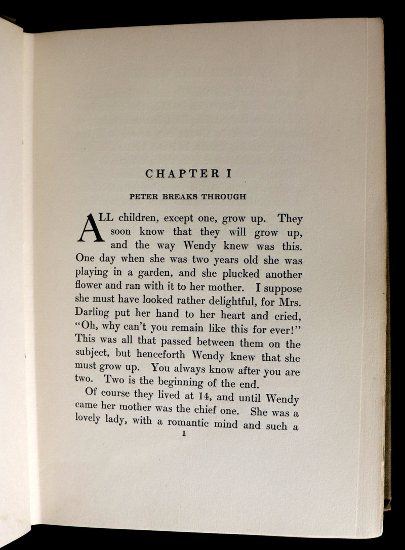 1911 Rare PETER PAN First Edition - PETER and WENDY by J.M. Barrie illustrated by F.D. Bedford.