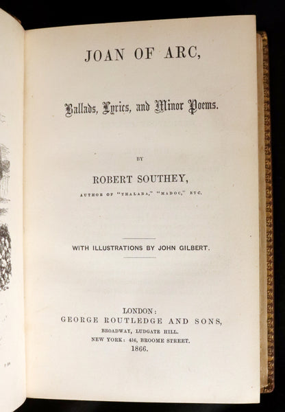 1866 Rare Victorian Book - JOAN OF ARC and Poems by Robert Southey Illustrated by John Gilbert.