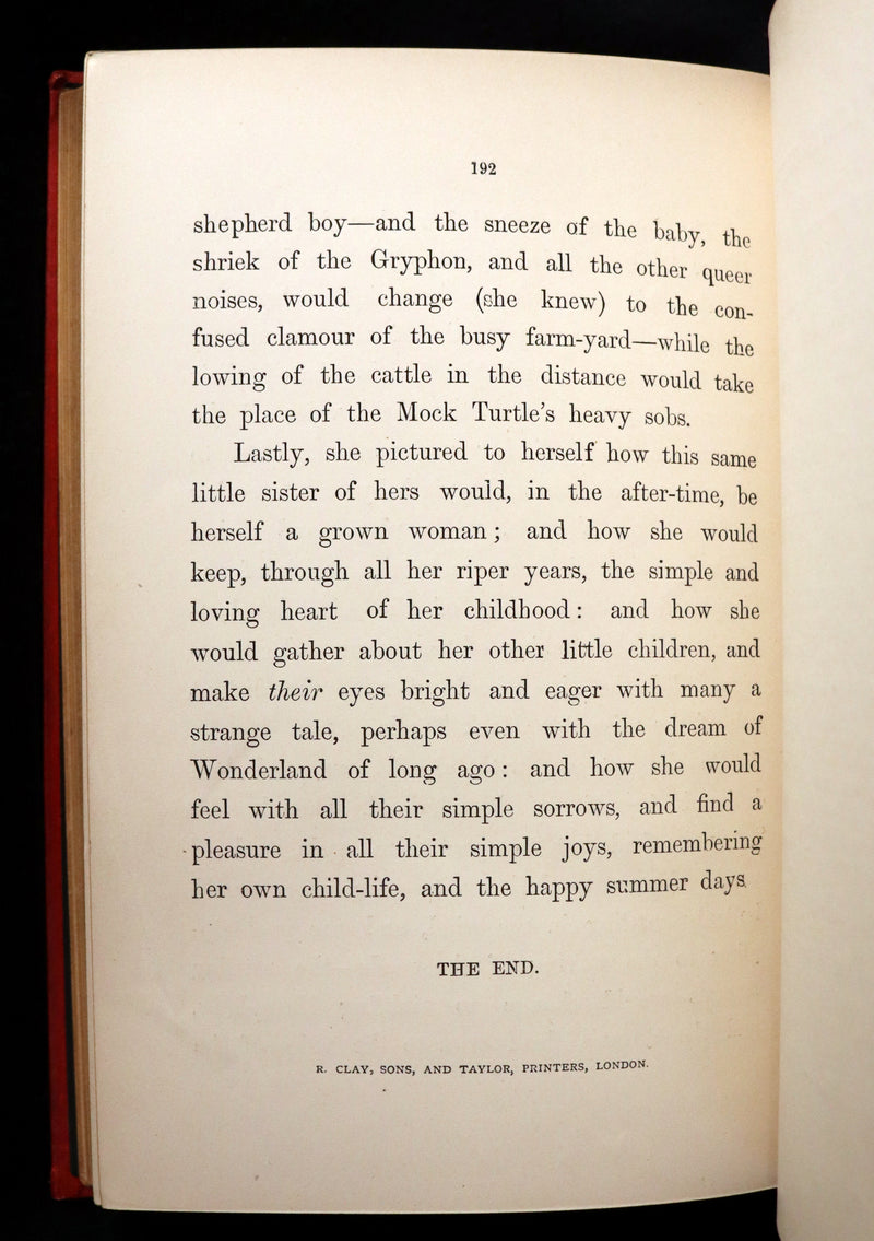 1883 Rare with John Tenniel Signature - Alice's Adventures in Wonderland by Lewis Carroll.