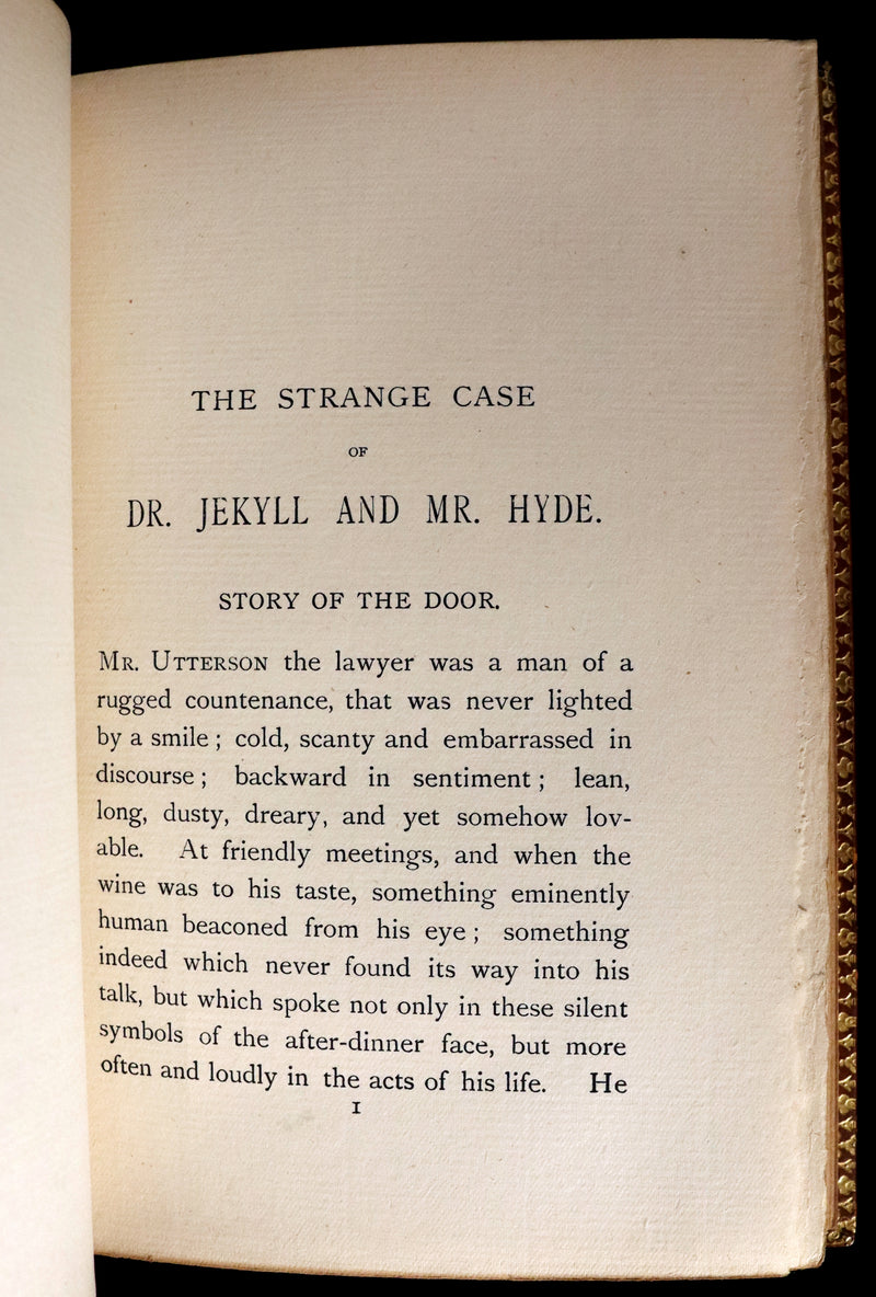 1896 Rare Book bound by Zaehnsdorf - The Strange Case of Dr Jekyll and Mr Hyde with Other Fables by Stevenson.