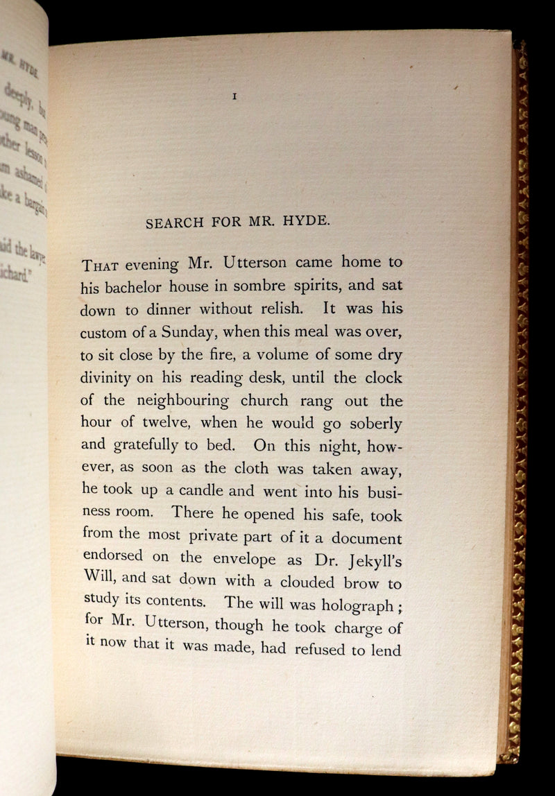 1896 Rare Book bound by Zaehnsdorf - The Strange Case of Dr Jekyll and Mr Hyde with Other Fables by Stevenson.