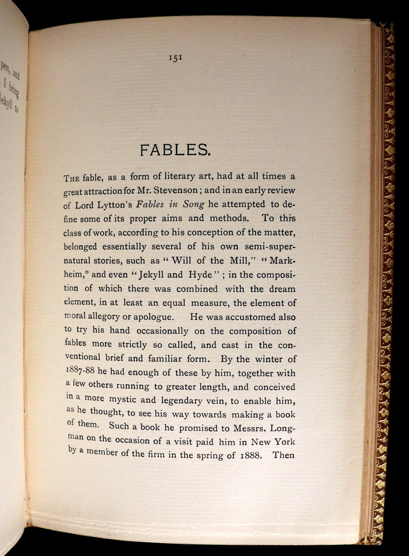 1896 Rare Book bound by Zaehnsdorf - The Strange Case of Dr Jekyll and Mr Hyde with Other Fables by Stevenson.