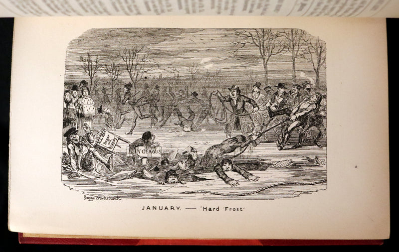 1880 Fine Bayntun Binding set - Cruikshank's Comic Almanack with Many Hundred Illustrations.
