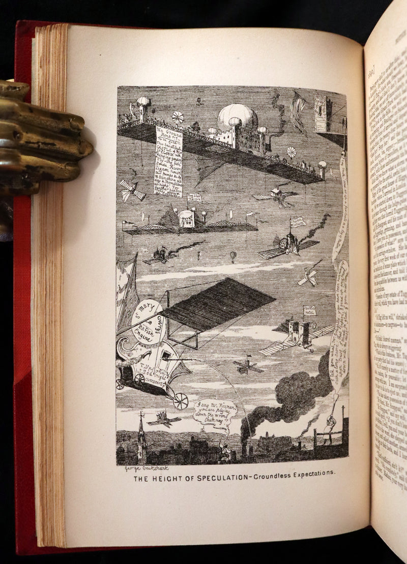 1880 Fine Bayntun Binding set - Cruikshank's Comic Almanack with Many Hundred Illustrations.
