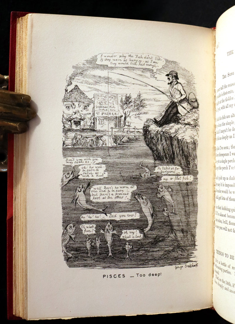 1880 Fine Bayntun Binding set - Cruikshank's Comic Almanack with Many Hundred Illustrations.