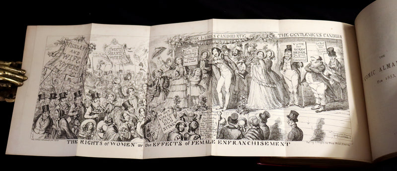 1880 Fine Bayntun Binding set - Cruikshank's Comic Almanack with Many Hundred Illustrations.