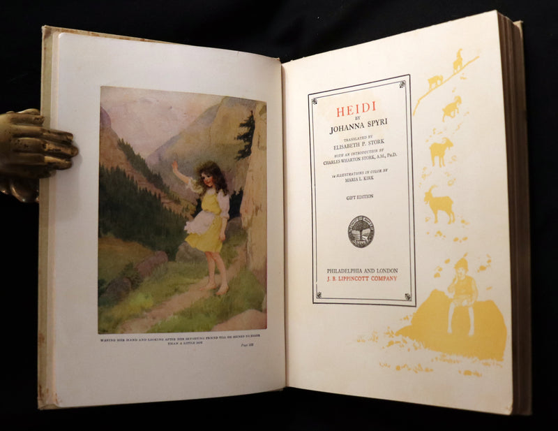 1919 Rare Book - HEIDI by Johanna Spyri illustrated in color by Maria L. Kirk. The Gift Edition.