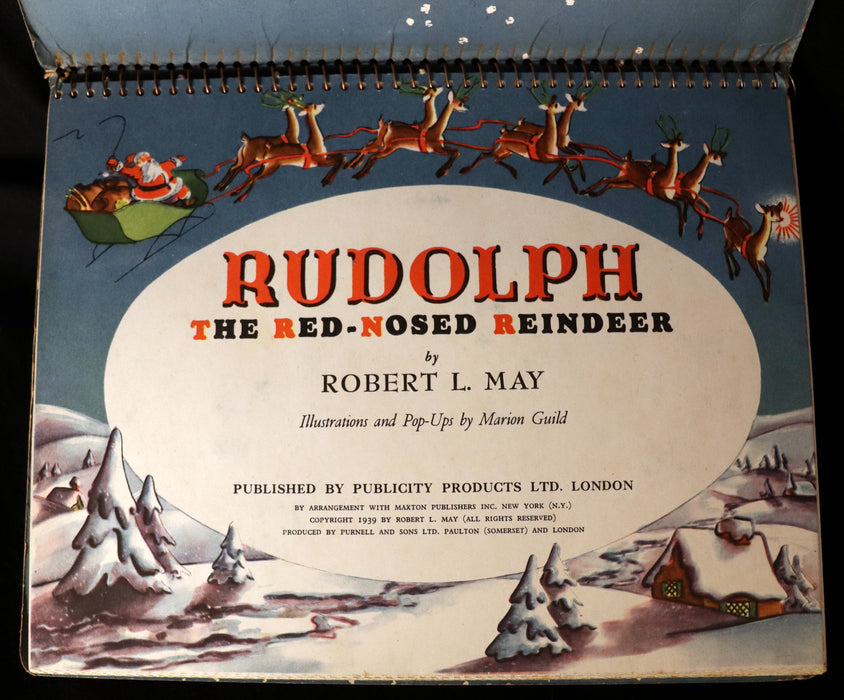 1950 Rare Pop-Up Edition - RUDOLPH The Red-Nosed Reindeer by Robert L. May, Illustrated by Marion Guild.