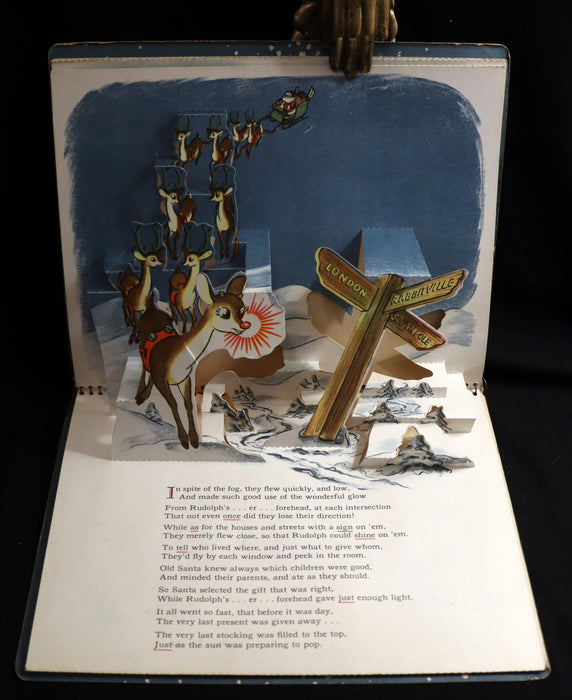 1950 Rare Pop-Up Edition - RUDOLPH The Red-Nosed Reindeer by Robert L. May, Illustrated by Marion Guild.