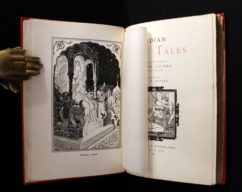 1892 Rare First Edition - INDIAN Fairy Tales by Joseph Jacobs illustrated by John D. Batten.