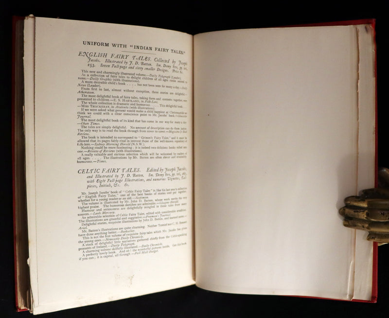 1892 Rare First Edition - INDIAN Fairy Tales by Joseph Jacobs illustrated by John D. Batten.