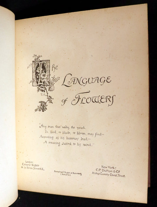 1890 Scarce Victorian Floriography Book ~ The Language of Flowers by Ernest Nister.