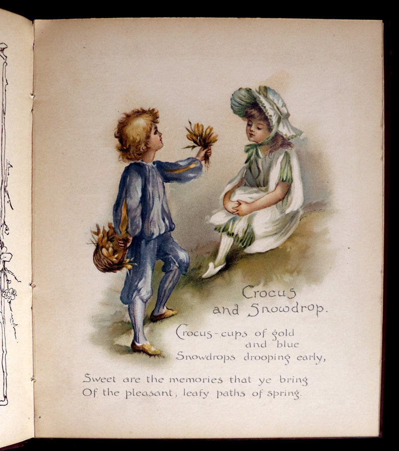 1890 Scarce Victorian Floriography Book ~ The Language of Flowers by Ernest Nister.