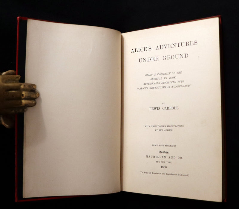 1886 Rare First Edition - Alice's Adventures Under Ground illustrated by Lewis Carroll.