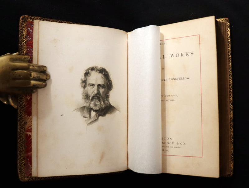 1870 Rare with Longfellow Signature - The Poetical Works of Henry Wadsworth Longfellow.
