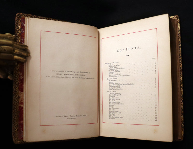 1870 Rare with Longfellow Signature - The Poetical Works of Henry Wadsworth Longfellow.
