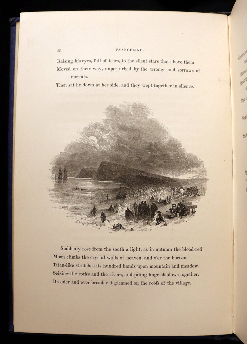 1854 Rare Victorian Book - Evangeline, A tale of Acadie by Henry Wadsworth Longfellow. Illustrated.