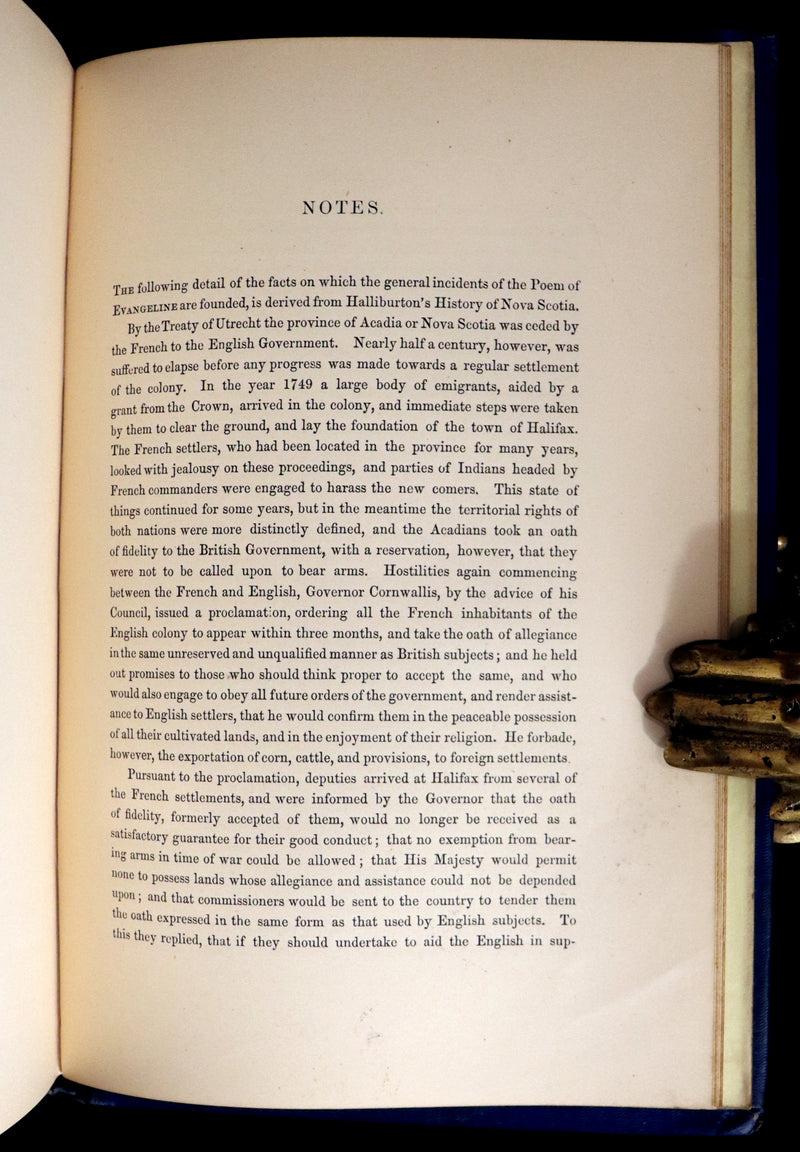 1854 Rare Victorian Book - Evangeline, A tale of Acadie by Henry Wadsworth Longfellow. Illustrated.