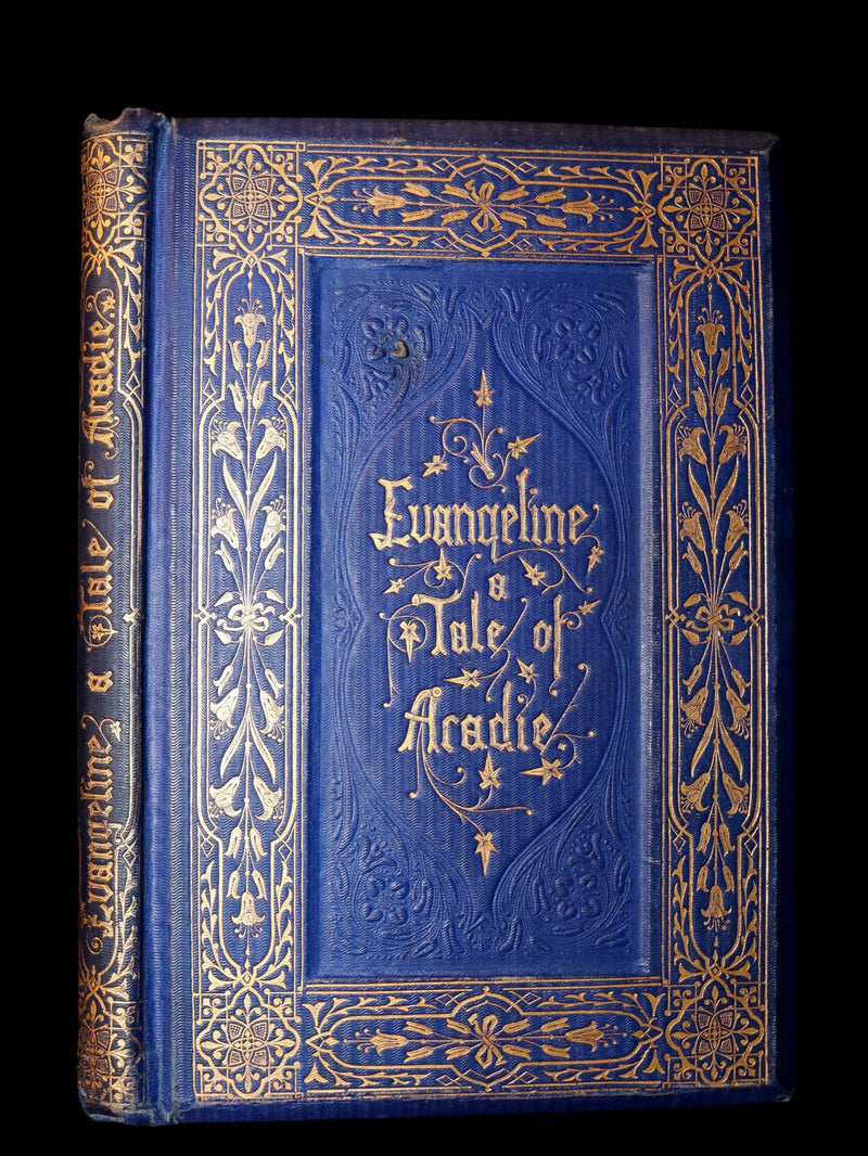 1854 Rare Victorian Book - Evangeline, A tale of Acadie by Henry Wadsworth Longfellow. Illustrated.