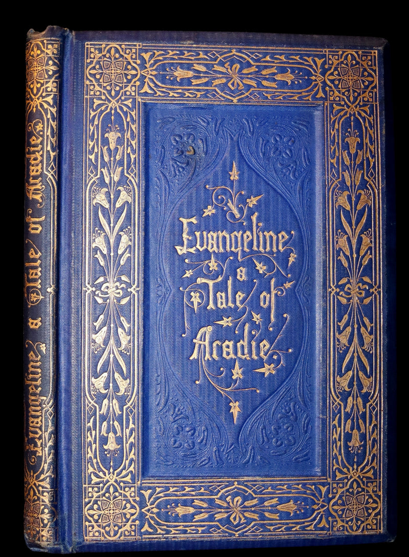 1854 Rare Victorian Book - Evangeline, A tale of Acadie by Henry Wadsworth Longfellow. Illustrated.