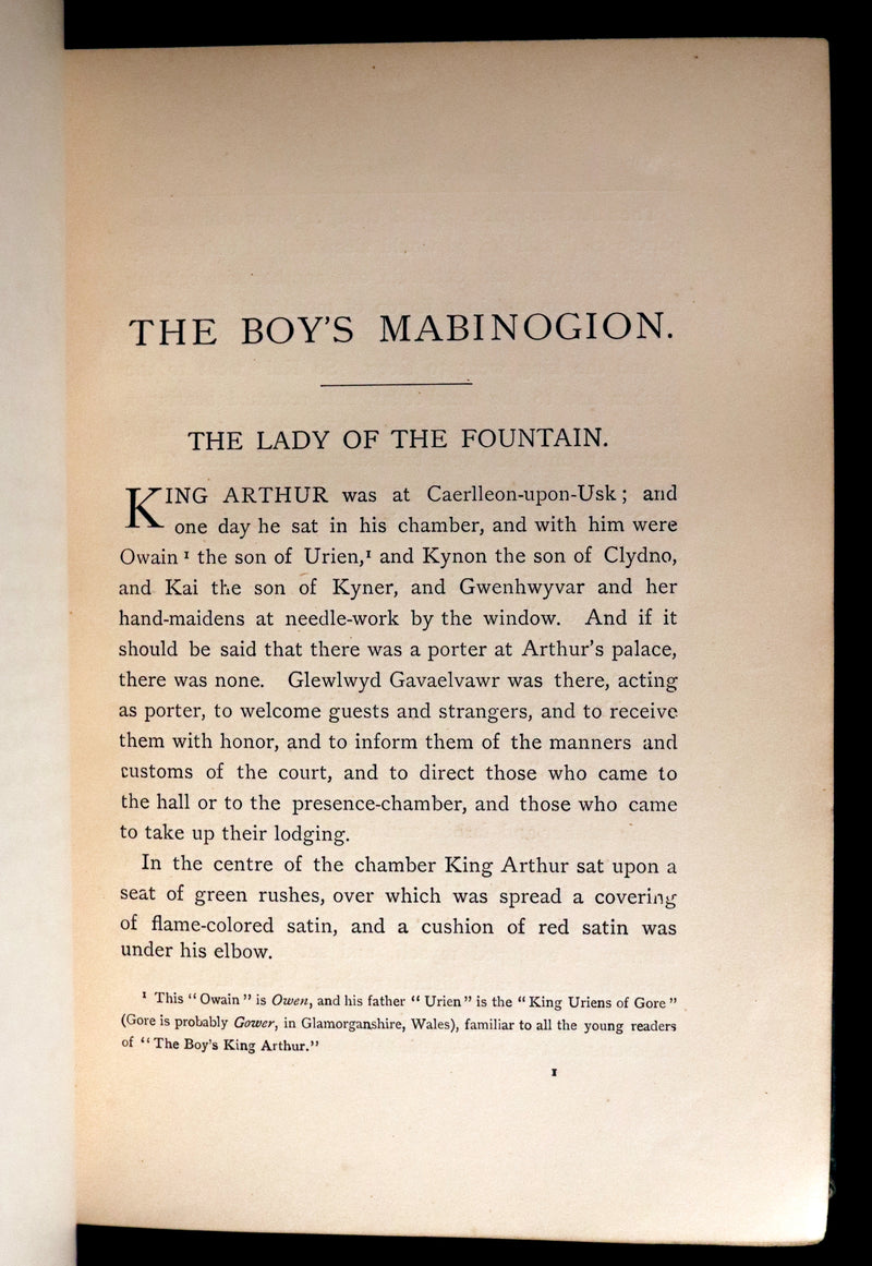1881 Rare First Edition - The Boy's Mabinogion being the Earliest Welsh Tales of King Arthur.