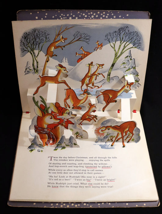 1950 Rare Pop-Up Edition - RUDOLPH The Red-Nosed Reindeer by Robert L. May, Illustrated by Marion Guild.