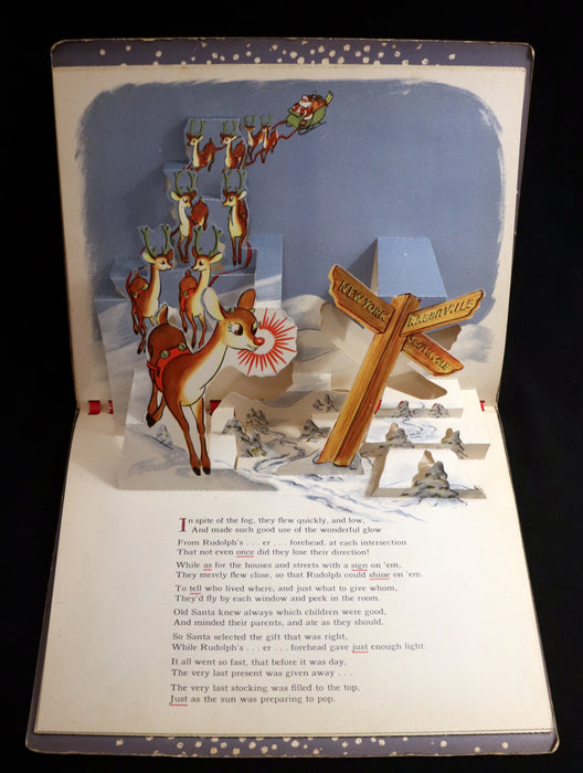 1950 Rare Pop-Up Edition - RUDOLPH The Red-Nosed Reindeer by Robert L. May, Illustrated by Marion Guild.