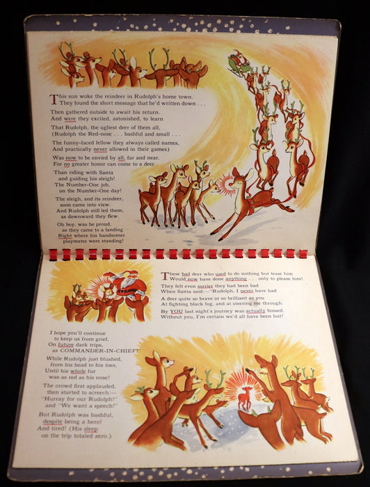 1950 Rare Pop-Up Edition - RUDOLPH The Red-Nosed Reindeer by Robert L. May, Illustrated by Marion Guild.