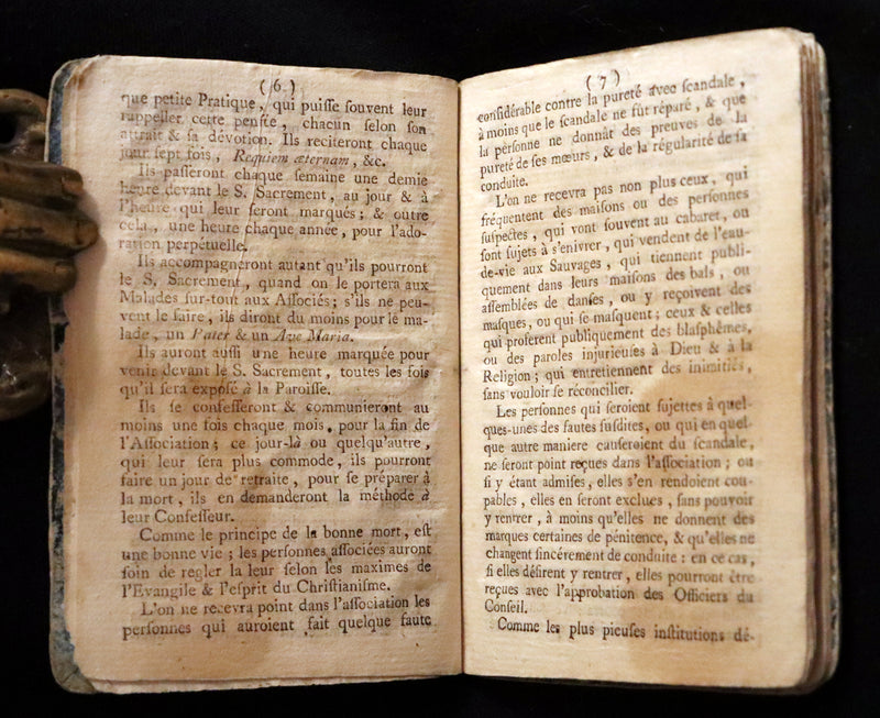 1776 Scarce First Book printed in Montreal - Mesplet Reglement de la Confrerie de l'Adoration Perpetuelle du S. Sacrement et de la Bonne Mort.
