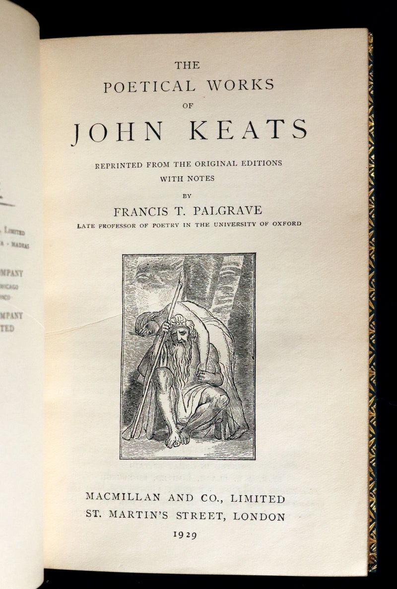 1929 Beautiful Book bound by Riviere & Son - The Poetical Works of John Keats. Ode on Melancholy.