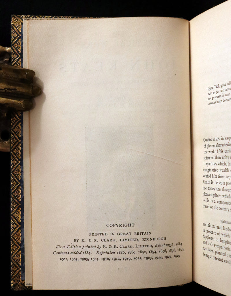 1929 Beautiful Book bound by Riviere & Son - The Poetical Works of John Keats. Ode on Melancholy.