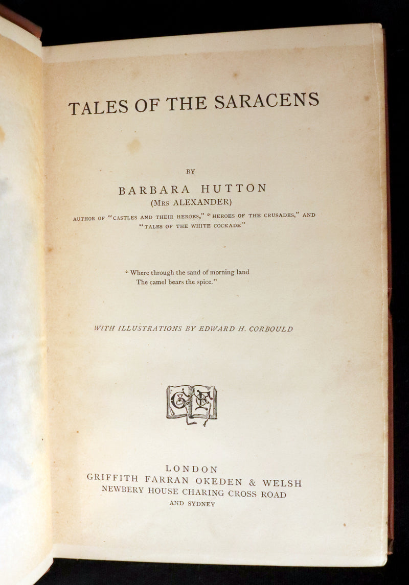 1890 Scarce Book - Tales of the Saracens by Alexandra Hutton. Illustrated.