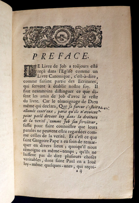 1699 Rare Latin French Book Bible - BOOK of JOB by Isaac-Louis Le Maistre de Sacy.