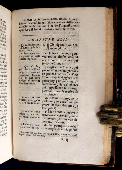 1699 Rare Latin French Book Bible - BOOK of JOB by Isaac-Louis Le Maistre de Sacy.