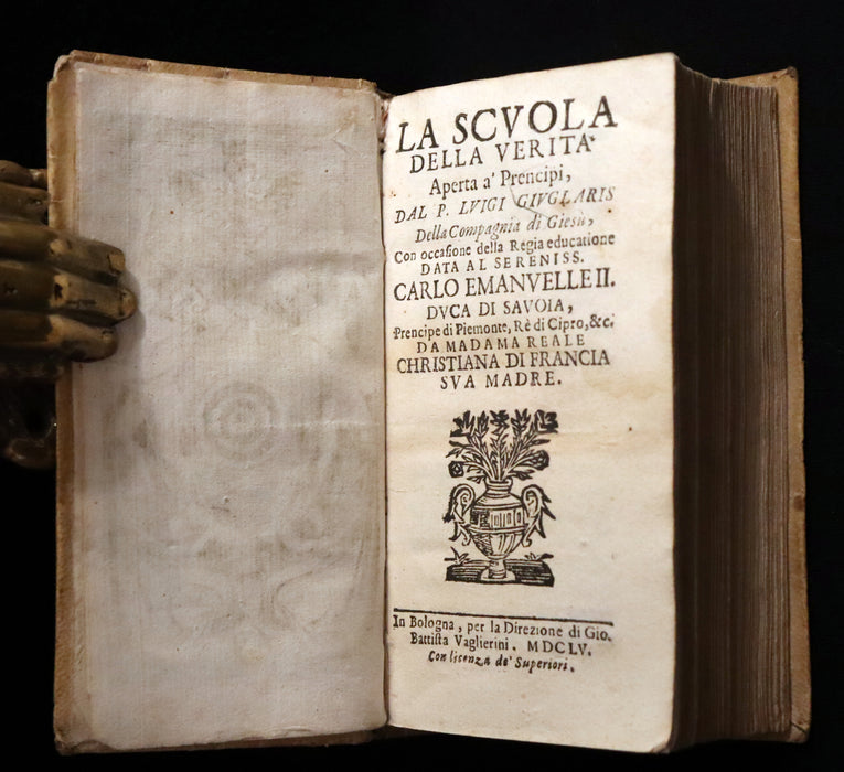 1655 Scarce Italian Vellum Book - The School of Truth - La Scuola della Verità by Luigi Giuglaris.