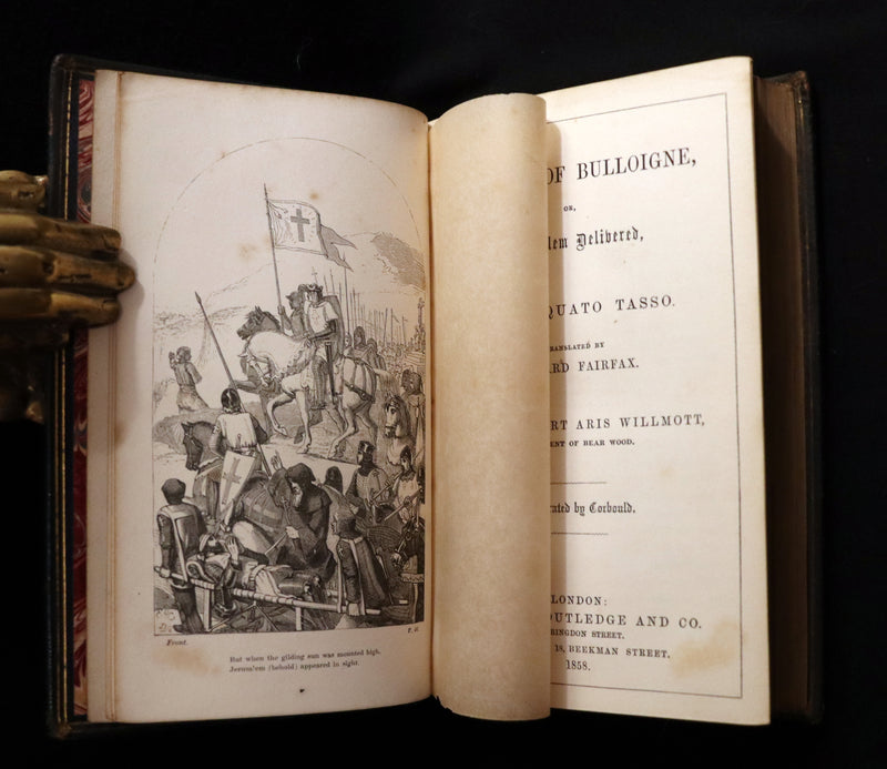 1858 Rare Victorian Book - Godfrey of Bulloigne or Jerusalem Delivered by Torquato Tasso. Illustrated.