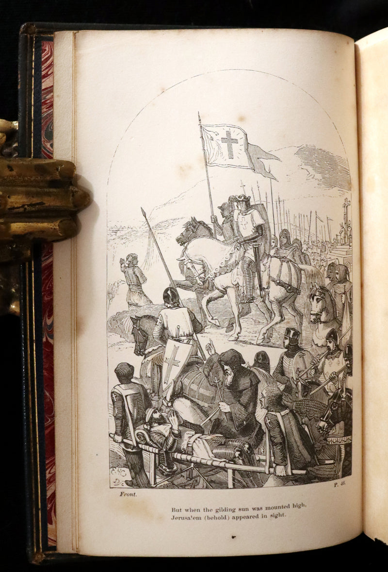 1858 Rare Victorian Book - Godfrey of Bulloigne or Jerusalem Delivered by Torquato Tasso. Illustrated.