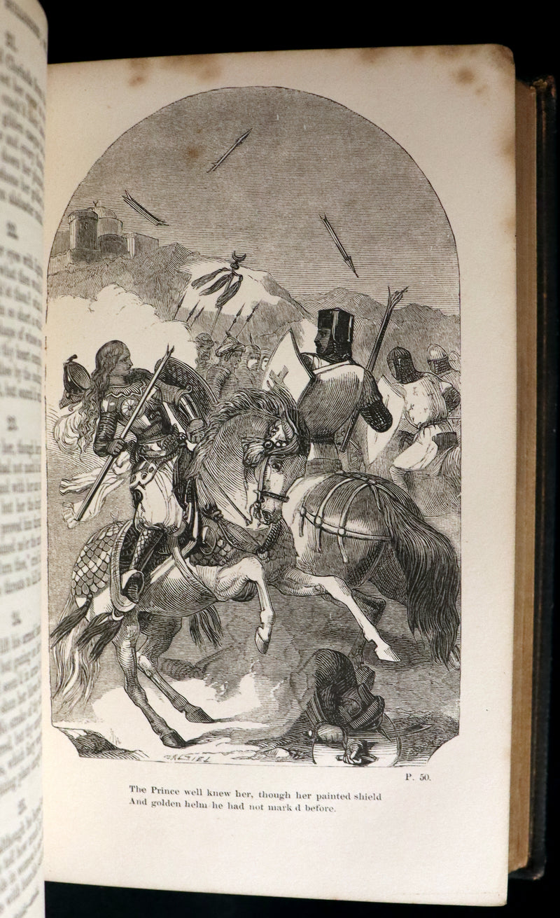 1858 Rare Victorian Book - Godfrey of Bulloigne or Jerusalem Delivered by Torquato Tasso. Illustrated.