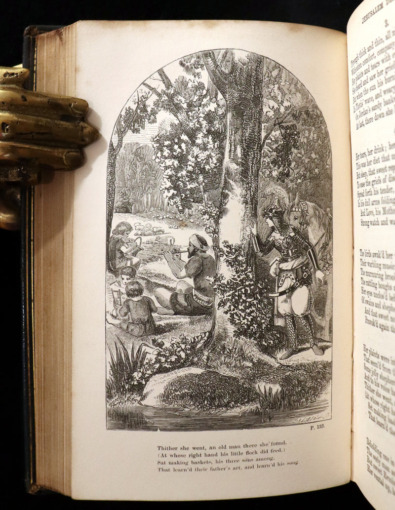 1858 Rare Victorian Book - Godfrey of Bulloigne or Jerusalem Delivered by Torquato Tasso. Illustrated.