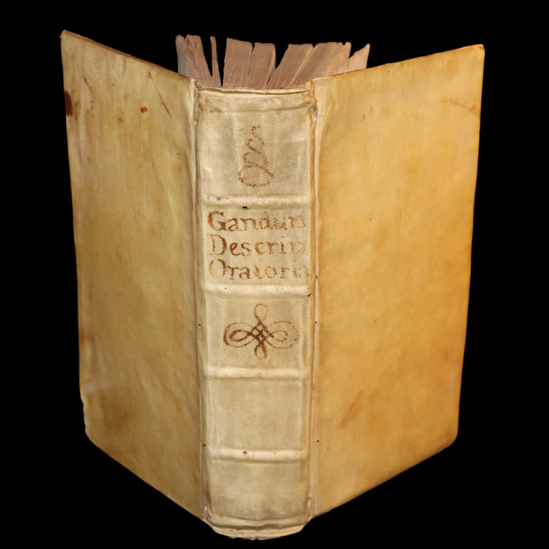 1726 Scarce Latin Vellum Book - Descriptiones Oratoriae ex probatissimis auctoribus excerptae by Gandutius Ioannes Baptista.